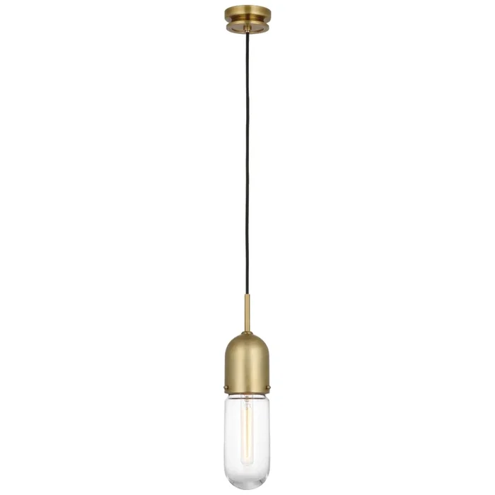 Thomas O’Brien Junio Single Light Pendant in Hand-Rubbed Antique Brass with Clear Glass Ceiling Light W4″TOB 5645HAB-CG-1