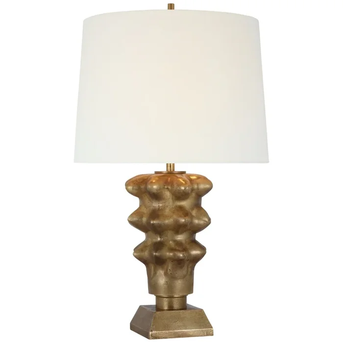 Thomas O’Brien Luxor Medium Table Lamp in Museum Brass with Linen Shade W14.5″ x H25.25″TOB 3552MBR-L