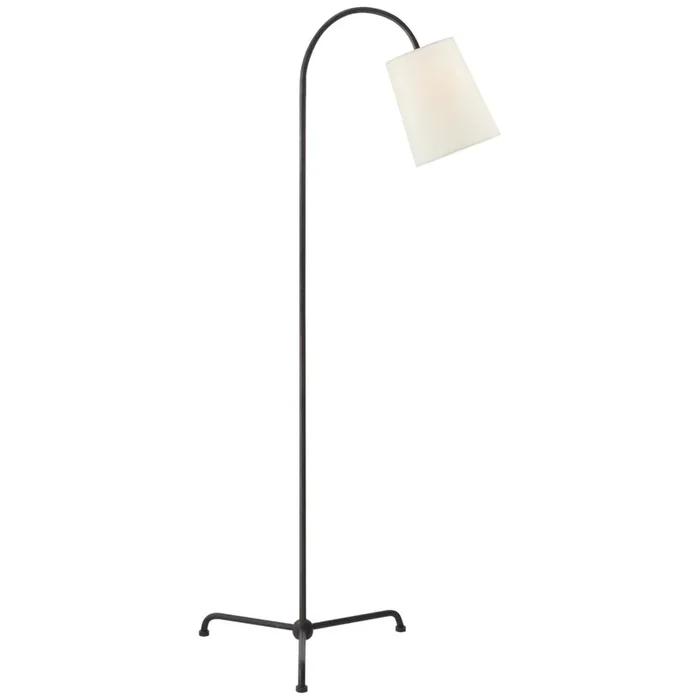 Thomas O’Brien Mia Floor Lamp in Aged Iron with Linen Shade H56″TOB 1021AI-L