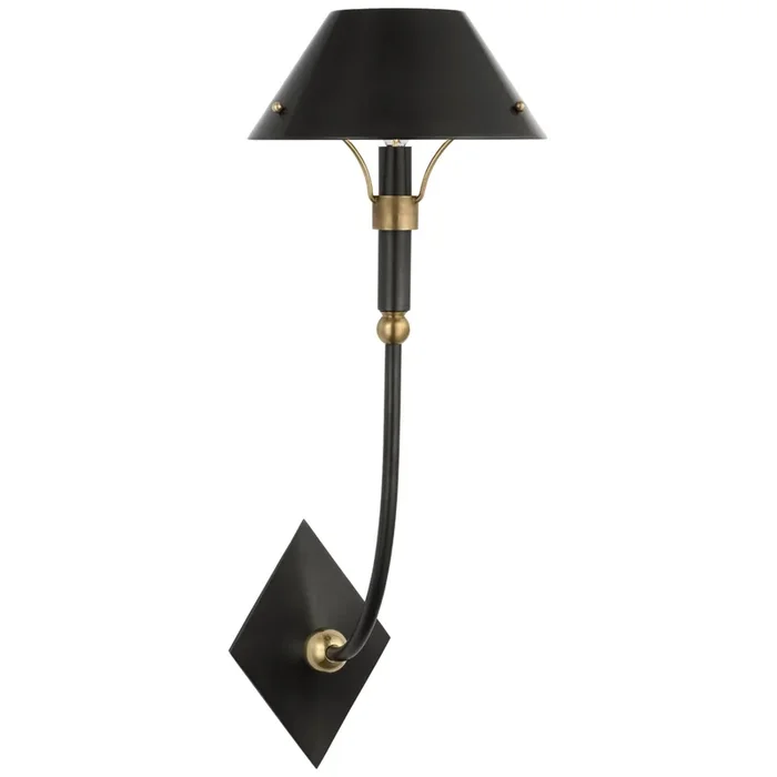 Thomas O’Brien Turlington Large Sconce in Bronze and Hand-Rubbed Antique Brass with Bronze Shade Wall Light W8.75″ x H23.75″TOB 2722BZ/HAB-BZ