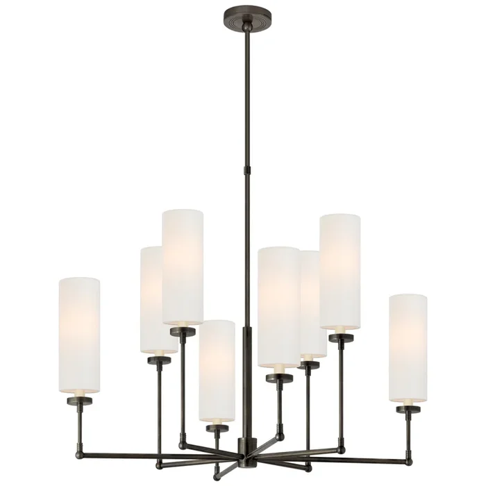 Thomas O’Brien Ziyi Large Chandelier in Bronze with Linen Shades Ceiling Light W33.5″TOB 5016BZ-L
