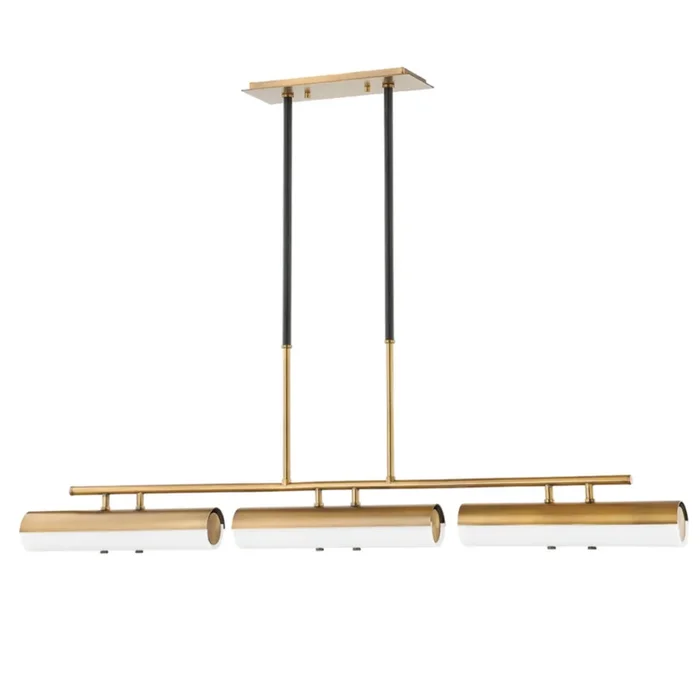 Titus Linear Chandelier 3-Light LED in Patina Brass 48.5L x 2.75W x 13.5HF3248-PBR/SBK