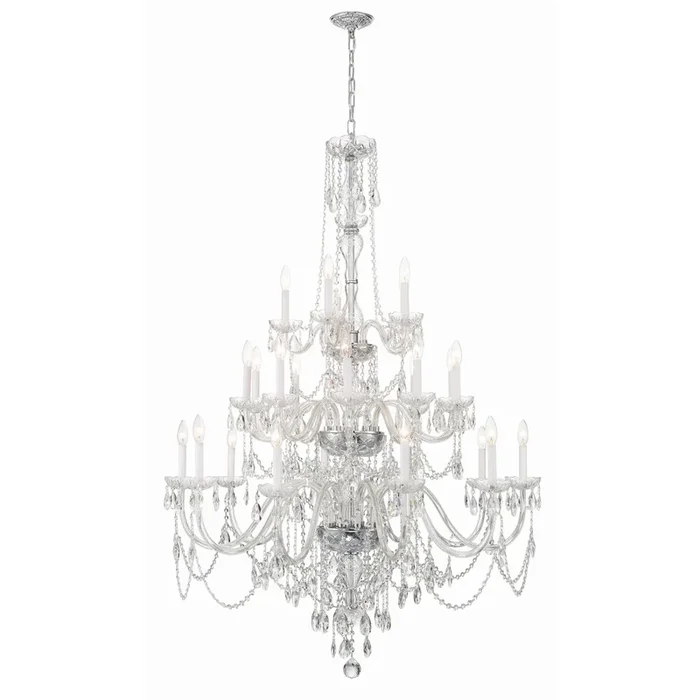 Traditional Crystal 25 Light Hand Cut Crystal Polished Chrome Chandelier Hand Cut Crystal 45″W x 61″H x 45″D1156-CH-CL-MWP