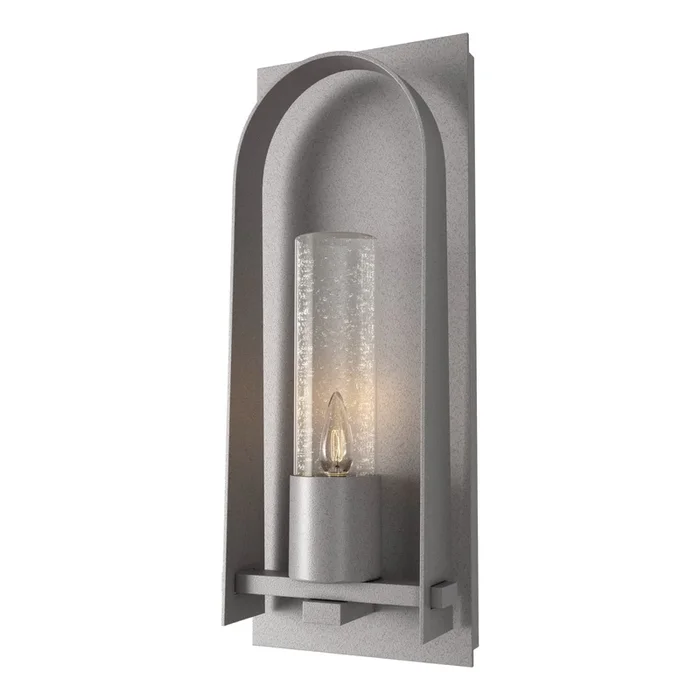 Triomphe Seeded Glass Small Outdoor Sconce 1-Light Seeded Clear Glass (II) in Coastal Burnished Steel302030-SKT-78-II0392
