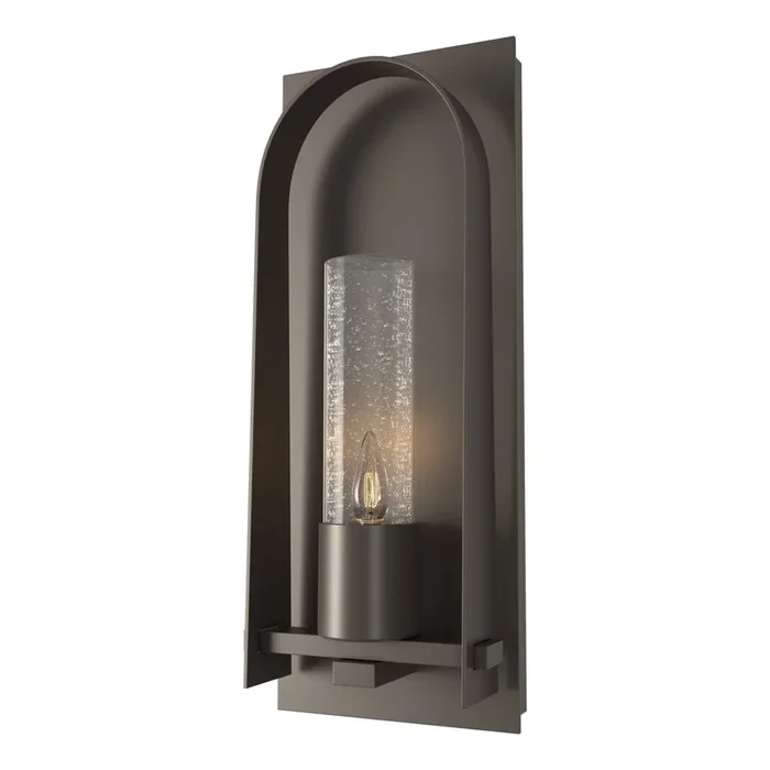 Triomphe Seeded Glass Small Outdoor Sconce 1-Light Seeded Clear Glass (II) in Coastal Dark Smoke302030-SKT-77-II0392