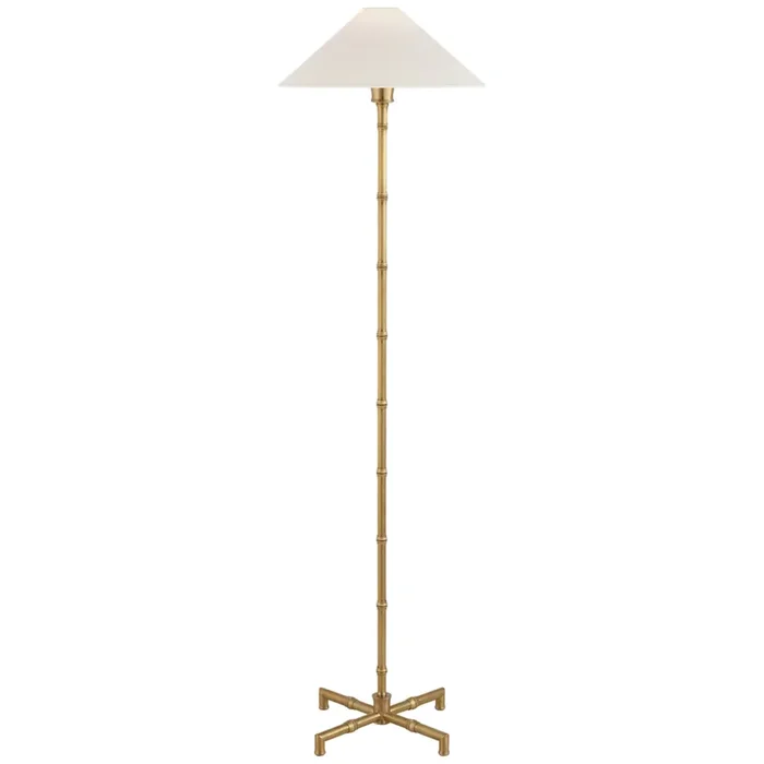 Visual Comfort Grenol Floor Lamp in Hand-Rubbed Antique Brass with Linen Shade W14.75″ x H53″S 1177HAB-L