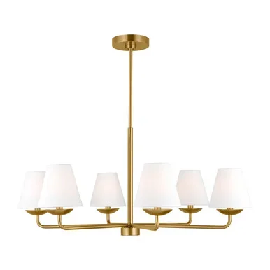 Visual Comfort Studio Albion Six Light Chandelier in Satin Brass – DJC1186SB