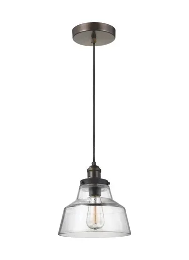 Visual Comfort Studio Baskin One Light Pendant in Painted Aged Brass / Dark Weathered Zinc – P1348PAGB/DWZ