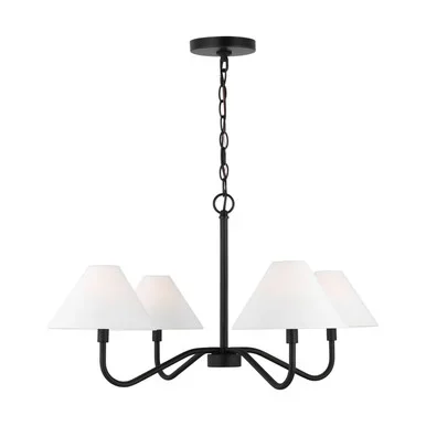 Visual Comfort Studio Eldon Four Light Chandelier in Midnight Black – DJC1194MBK