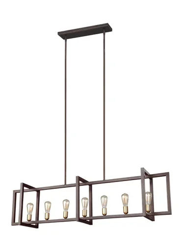 Visual Comfort Studio Finnegan Seven Light Island Chandelier in New World Bronze – F3148/7NWB
