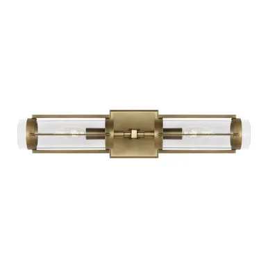 Visual Comfort Studio Flynn Two Light Wall Sconce in Time Worn Brass – LV1002TWB