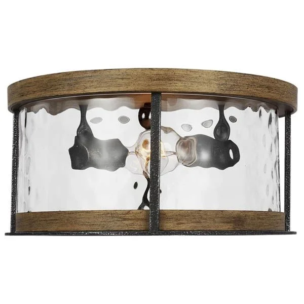 Visual Comfort Studio FM530DWK/SGM Flush Mount in Distressed Weathered Oak / Slate Grey Metal