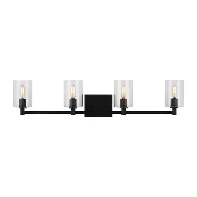 Visual Comfort Studio Fullton Four Light Bath Vanity in Midnight Black – 4464204-112