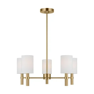 Visual Comfort Studio Manor Five Light Chandelier in Satin Brass – DJC1135SB