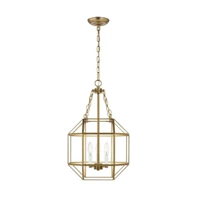 Visual Comfort Studio Morrison Three Light Lantern in Satin Brass – 5179403EN-848