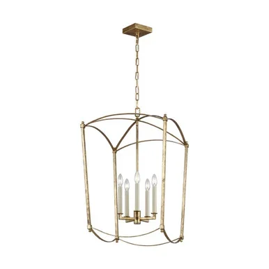 Visual Comfort Studio Thayer Five Light Lantern in Antique Gild – F3323/5ADB