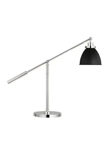Visual Comfort Studio Wellfleet One Light Desk Lamp in Midnight Black and Polished Nickel – CT1101MBKPN1