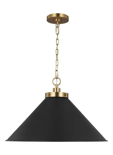 Visual Comfort Studio Wellfleet One Light Pendant in Midnight Black and Burnished Brass – CP1311MBKBBS