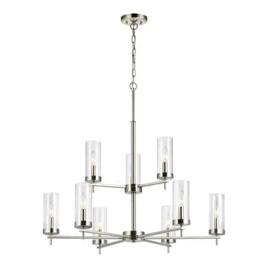 Visual Comfort Studio Zire Nine Light Chandelier in Brushed Nickel – 3190309EN-962