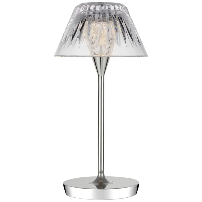 Waterford Blaze 12″ Rechargeable Table Lamp in Polished Nickel with Clear Crystal W5.75″ x H11.75″WF 3000PN-CC