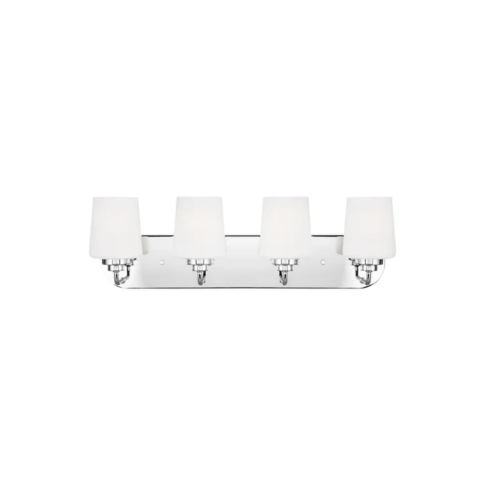 Windom Four Light Wall / Bath LED Traditional Fixture 24.375″ Width 7.5″ Height Steel Round Etched White Inside Shade in Chrome4402804EN3-05