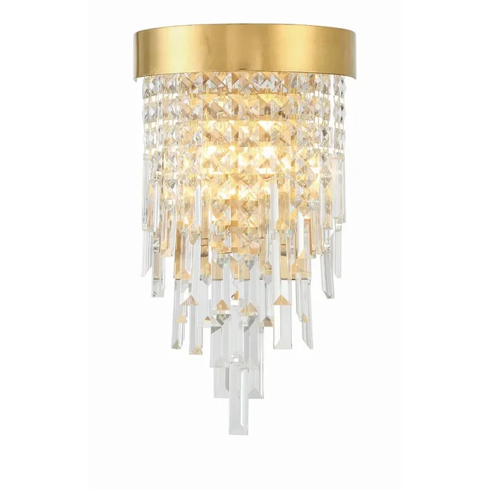 Winfield 2 Light Antique Gold Sconce Hand Cut Crystal 9.75″W x 17″H x 5.75″DWIN-212-GA-CL-MWP