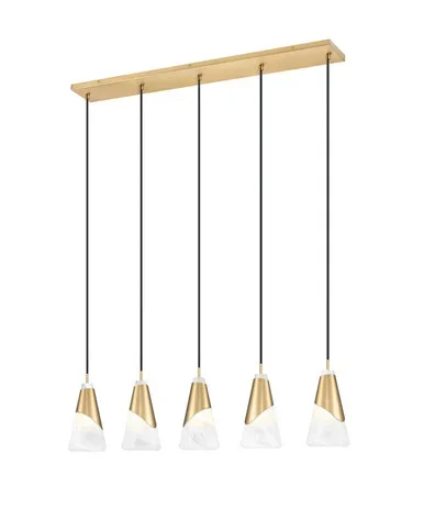 Z-Lite Aimie Five Light Linear Chandelier in Modern Gold – 828P6-5L-MGLD