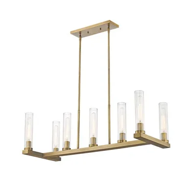 Z-Lite Beau Seven Light Linear Chandelier in Rubbed Brass – 3031-7L-RB