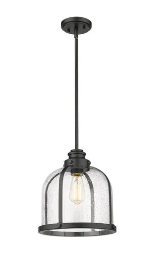 Z-Lite Burren One Light Pendant in Matte Black – 337P12MB