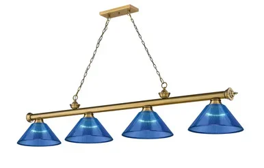 Z-Lite Cordon Four Light Billiard in Rubbed Brass – 2306-4RB-ARDB