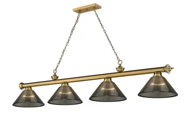 Z-Lite Cordon Four Light Billiard in Rubbed Brass – 2306-4RB-ARS
