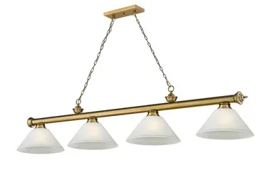 Z-Lite Cordon Four Light Billiard in Rubbed Brass – 2306-4RB-AWL14