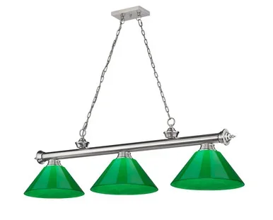 Z-Lite Cordon Three Light Billiard in Brushed Nickel – 2306-3BN-PGR