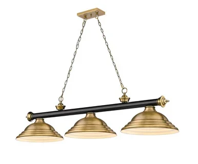 Z-Lite Cordon Three Light Billiard in Matte Black + Rubbed Brass – 2306-3MB-RB-SRB