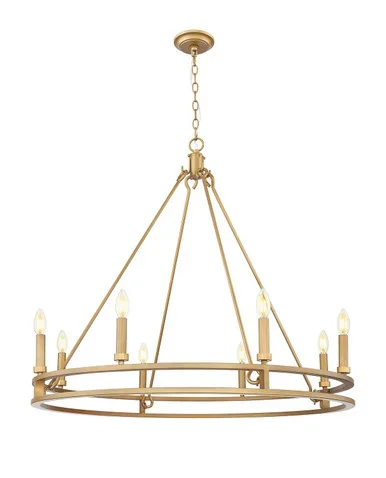 Z-Lite Dennison Eight Light Chandelier in Signature Brass – 4005-8SBR
