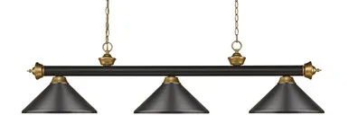 Z-Lite Riviera Three Light Billiard in Bronze + Satin Gold – 200-3BRZ+SG-MBRZ