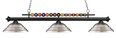Z-Lite Shark Three Light Billiard in Matte Black – 170MB-SBN