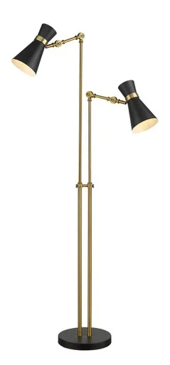 Z-Lite Soriano Two Light Floor Lamp in Matte Black + Heritage Brass – 728FL-MB-HBR