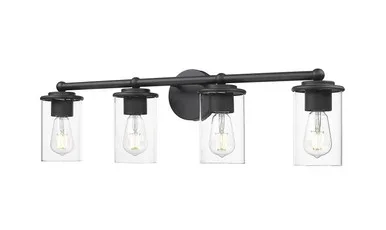 Z-Lite Thayer Four Light Vanity in Matte Black – 742-4V-MB