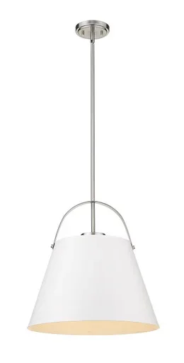 Z-Lite Z-Studio One Light Pendant in Matte White + Brushed Nickel – 726P18-MW+BN